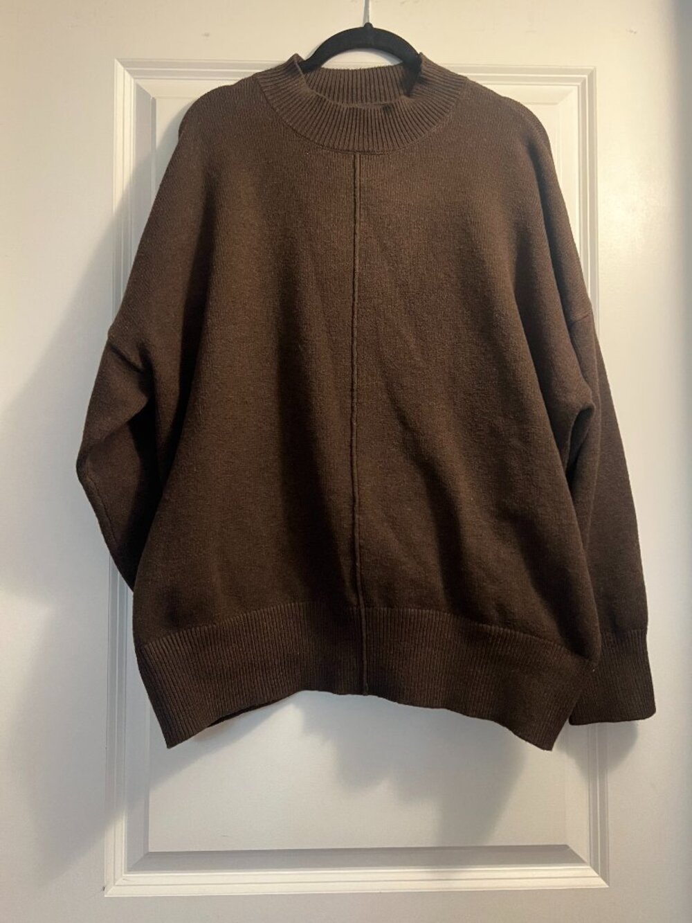 Super soft oversized brown sweater with center seam detail. The Workshop. XL